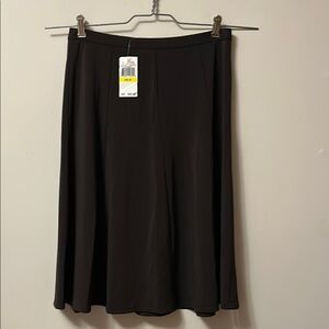 Micheal Kors brown flared polyester skirt back zip smooth fit new with tags